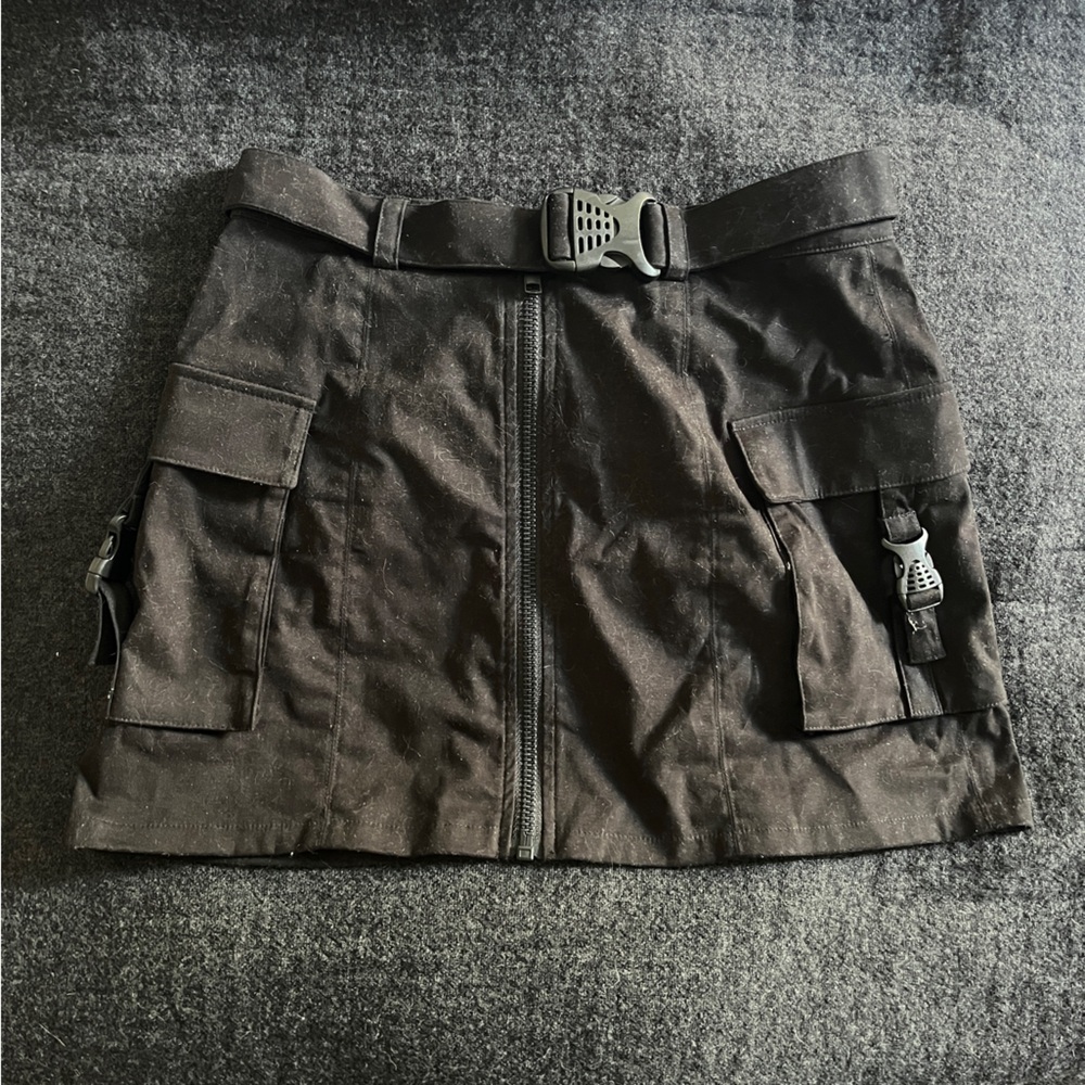 Black cargo skirt